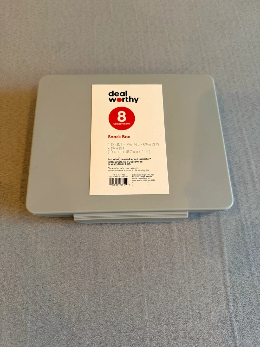Gray Snack Box - 8 Compartment Food Storage